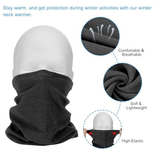 PATIKIL Winter Neck Warmer, 2 Pack Windproof Neck Gaiter Cold Weather Scarf Face Covering Ski Gaiter for Men Women, Black, Burgundy — view 4