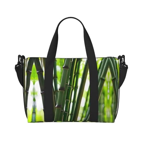 Spring Bamboo Duffel Bags for Traveling, Lightweight Personal Item Travel Bags for Women, Gym Bags for Men, Black, One Size