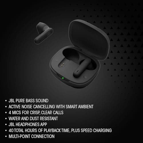 JBL Wave Flex 2, Wireless Bluetooth Earbuds with 40h Playtime, JBL Pure Bass Sound, Smart Ambient Technology, IP54 Water and Dust Resistant, Multi-Point Connection, Open-Back Stick Design, Black — view 5