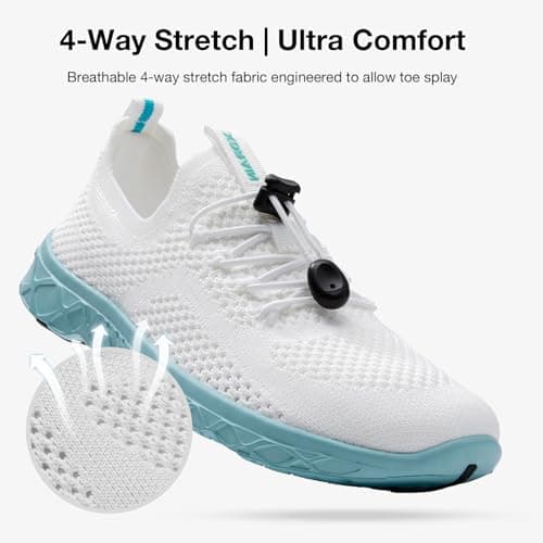 KOLILI Women's Stylish Water Shoes, Tennis Walking Shoes with Arch Support, Best for Water Sports, Travel & Walk, White/Sky Blue, 5.5 UK — view 3