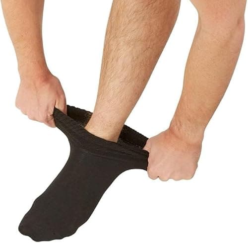 GM Apparel 6 Pair Mens Black Diabetic Socks – Extra Wide Big Foot Comfort – Perfect for Everyday Use | UK 6-11 (Black)