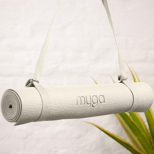 Myga Yoga Starter Set – Yoga Mat, 2 Yoga Blocks & Strap with Metal D-Ring – Non-Slip Yoga & Pilates Kit for Home Workouts & Fitness – Lightweight & Durable | 173cm x 61cm x 4mm (Cream) — view 6