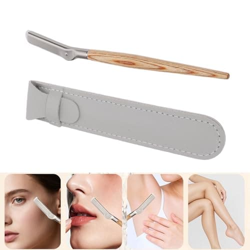 Generic Precision Eyebrow Trimmer with Wooden Handle, Safety Mesh Guard, Complete Travel Kit, 10 Refill Heads, Ideal for Daily Grooming Needs (Long Wooden Handle Eyebrow Trimmer + Refills) — view 5