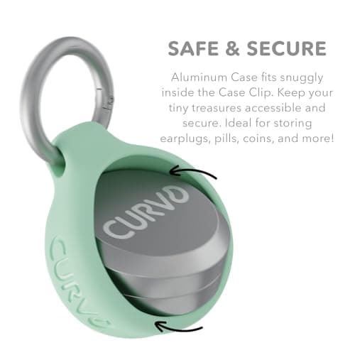 CURVD Premium Carrying Case - Durable Travel Keychain Container, Waterproof Holder for Earplugs, Pills, Coins Compatible with Loop, Eargasm & Vibes, Mini Purse Pill Box Container (Mint) — view 4