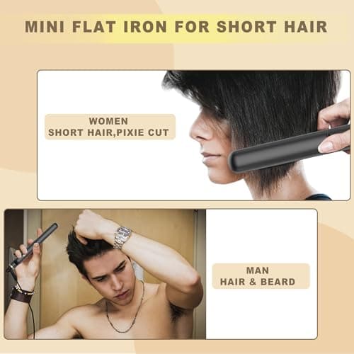 Mini Hair Straighteners, Travel Small Ceramic Flat Iron, Dual Voltage — view 3