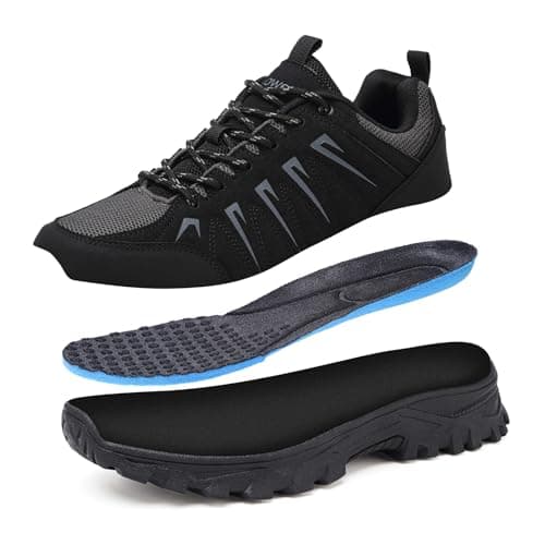 HaloTeam Trekking Shoes Mens Outdoor Travelling Walking Shoes Non-Slip Lace-up Hiking Boots,Black,6 UK — view 6