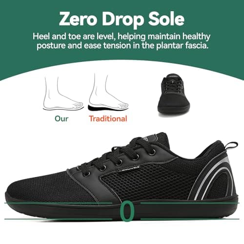 gitzing Barefoot Shoes for Womens Mens Wide Outdoor Trail Minimalist Running Trainers Walking Shoes Lightweight and Breathable Sneakers Unisex-Classic Black 7.5 UK(41 EU) — view 3