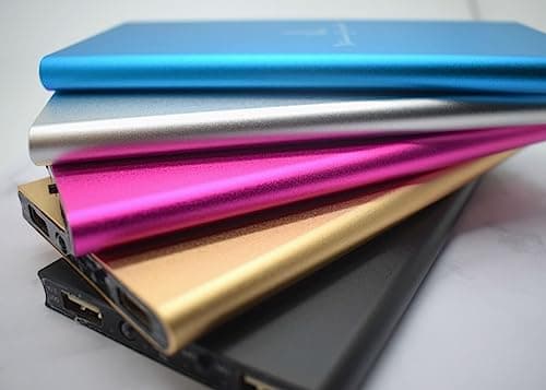 Power Bank 10000 mAh Slim Portable Charging Powerbank Battery with Flashlight 2 USB Ports Output USB-C and Micro USB Input (Gold, Qty - 3) — view 6