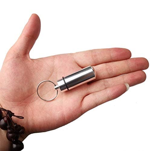3 Pack Waterproof Aluminum Pill Box Keychain, Small Pill Case Silver — view 4