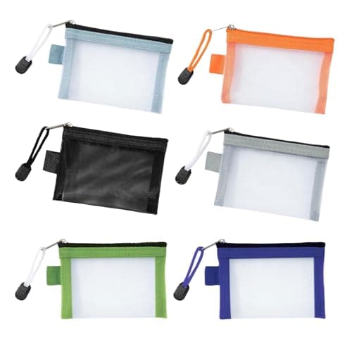 Small Pouch, Portable Travel Nylon Mesh Pouch with Zipper, 6 Pcs