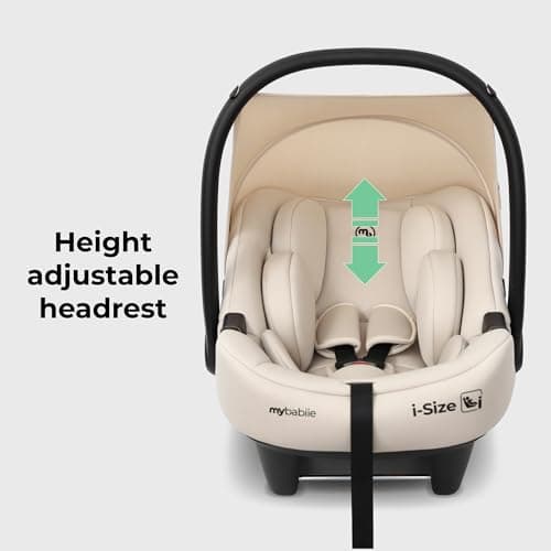 My Babiie MBCS02 i-Size Baby Car Seat - 40-87cm (Birth to 15 Months Approx.), R129, Group 0+, Lightweight Infant Carrier, Large Canopy, Newborn Insert, Adjustable Headrest - Ivory — view 4