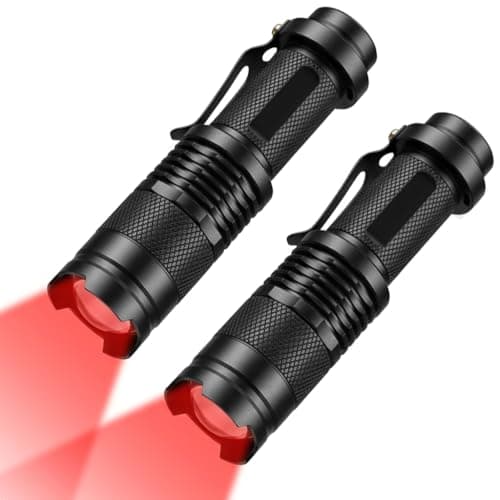 2 Pack LED Red Light Torch, Red Flashlight with Adjustable Focus Portable