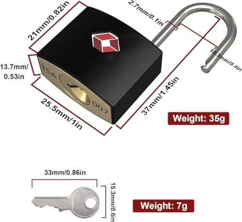 TSA Luggage Locks with Keys, [4 Packs][8 Keys] Diyife Key Travel Locks, Suitcase Padlock for Luggage, Keyed Luggage Locks Brass for Gym Lockers, Laptop Bags,Travel Suitcases etc — view 2