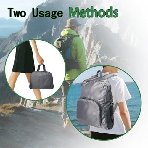 Ultra Lightweight Rucksack Small Backpack Foldable Compact Daypack, Gray — view 4