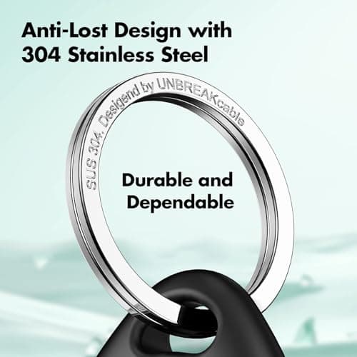 UNBREAKcable 360° Protective Case for AirTag (1st & 2nd Generation) [2 Pack], TPU Full Cover Keyring Holder with 304 Stainless Steel Keychain, Scratch-Resistant Design for Keys, Bags, Luggage — view 4