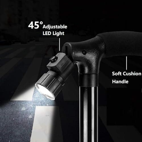 Holdfiturn Walking Stick Folding Cane with LED Light 85-95cm Lightweight — view 4