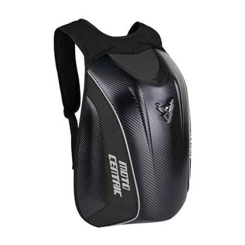 mjmoto Motorcycle Backpack Waterproof Carbon Fiber Rider Backpack Hard Shell Reflective Motorcycle Travel Bag, blackone, M, Cycling, Hiking, Camping, Climbing, Travel, Fishing