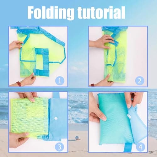 JSTHHTT 2 Pcs Large Mesh Beach Bags, Extra Large Mesh Tote Bags with Pocket, Sandproof, Breathable, Adults Beach Bags for Women, Kids, Unisex, Green, Pink, Multicolour, 45cm x 30cm x 45cm — view 5