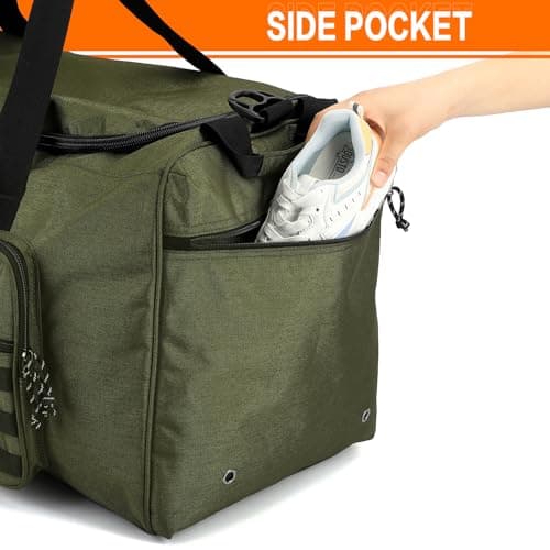 125L Extra Large Travel Duffle Bag for Men Women, Heavy Duty Sports Holdall Gym Bag with Shoulder Strap, Tactical Equipment Duffel Bags for Military, Weekend, Overnight, Camping, Green — view 5