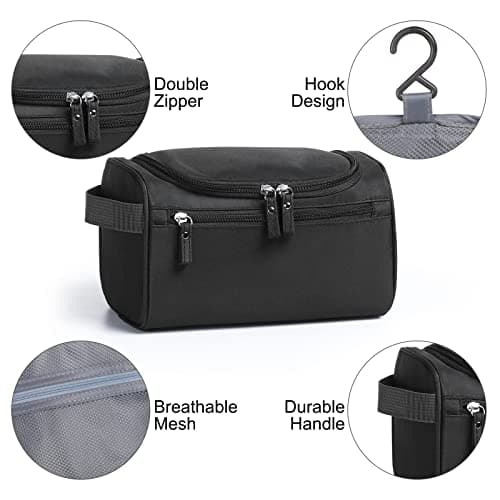 Toiletry Bag, Etercycle Hanging Wash Bag Travel Toiletry Bag Waterproof Bathroom Bag for Men and Women Travel Toiletry Makeup Organizer (Black) — view 4