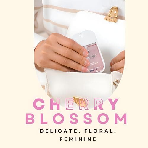 Chanted,Power Mist,Hydrating Hand Sanitizer Spray,Small Hand Sanitiser,Mini Travel Essentials,Hand Spray,Hand Sanitiser, Lush Duo (Cherry Blossom, Rainwater) 30 mL (Set of 2) — view 6