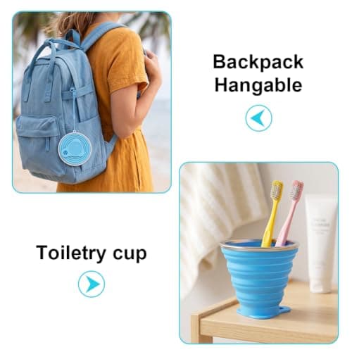 AUAUY Silicone Foldable Cups, 2 Pack 270ml Travel Camping Mug with Lid — view 6