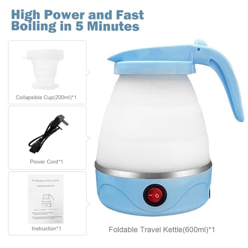 YudouTech Foldable Electric Kettle, Camping Kettle, Mini Travel Silicone Electric Water Boiler, Tea Coffee Maker, Portable Coffee Kettle with a cup for Outdoor Hiking Camping — view 6