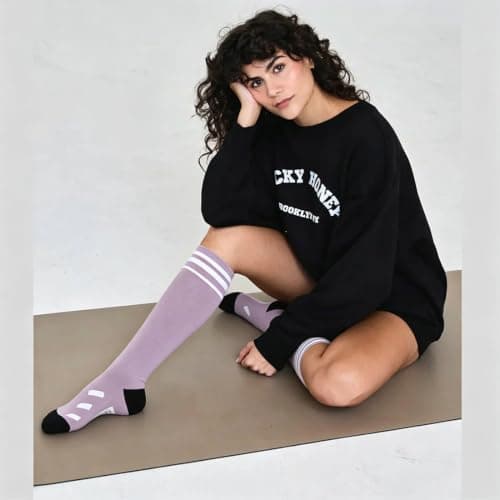 LXOrdora Knee High Compression Socks Women Over The Calf Long Socks Purple — view 4