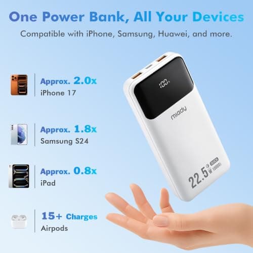 Miady 2 Pack 10000mAh Power Bank, 22.5W Fast Charging Portable Charger — view 2