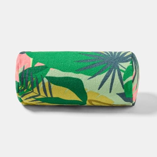 OHS Sun Lounger Cushion, Lightweight Compact Inflatable Pillow with Microfibre Cover Bolster Cushion Back Support Trave Pillow Outdoor Cushions Poolside Beach Accessories, Palm Green — view 4