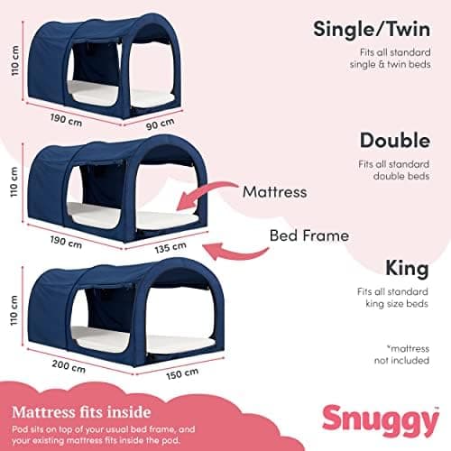 Snuggy Pod Bed Canopy - Gold Star (Double Size), Lightweight & Breathable — view 3