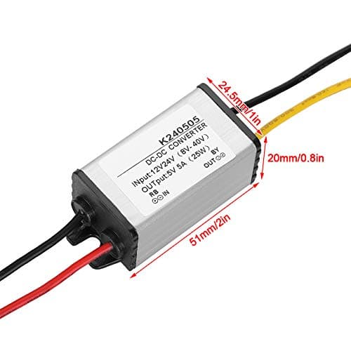Jadeshay DC Power Converter, DC 12V/24V to 5V Step Down Converter, 5A Power Supply Adapter, Car Power Converter Voltage Changer High Efficiency Buck Voltage Regulator Power Supply Module — view 5