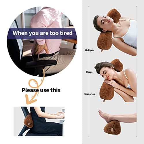 Jiangding Neck Pillow soft Bone shape for sofa Armchair Recliner Couch Office Chair Airplanes Sleeping Travel Great Pain Relief support or Supportive Neck Head Waist Support Fixable (Brown) — view 5
