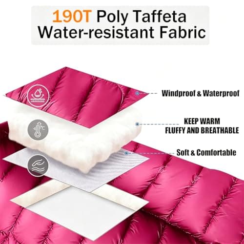 Double Sleeping Bag, Extra Large 3-4 Season Lightweight,Waterproof Indoor & Outdoor Use for Adults & Kids, Premium Sleeping bag for Hiking, Backpacking and Camping (Rose red) — view 5