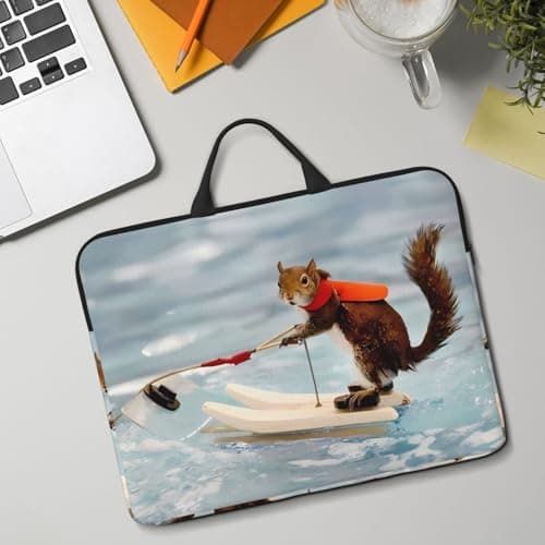 14in Laptop Case Sleeve Bag â€“ Water Skiing fox Squirrel Print Design with Handle & Zipper â€“ Ideal for Travel, Business Trip, Commuting — view 3