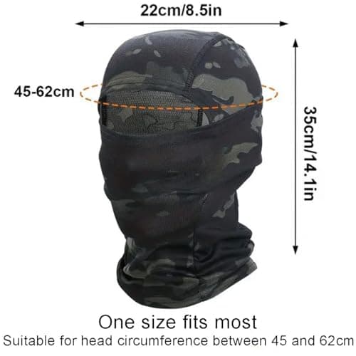 Camouflage Balaclava Mask Lightweight Breathable Camo Hood Snood Airsoft Military Army Hat Head Full Face Neck Cover Sheisty (UK, Alpha, S, L, Woodland Camouflage - Dark) — view 4