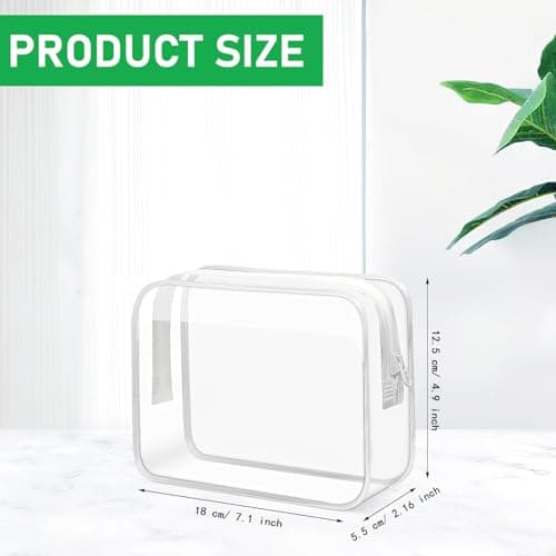 12 Pack Clear Toiletry Bags for Travel, Transparent Makeup Bags with Zip — view 2
