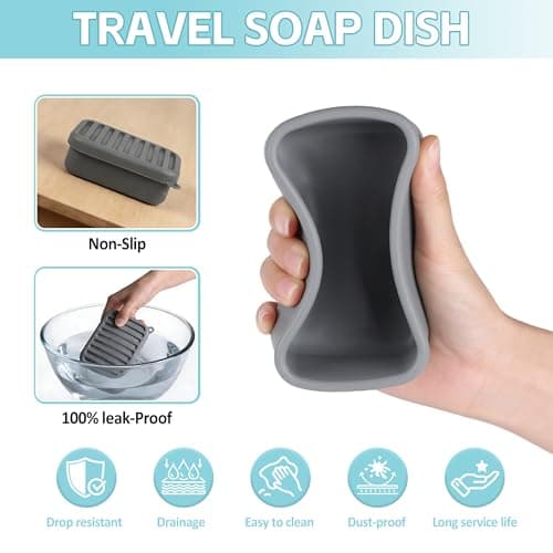 Portable Travel Soap Case, Soap Dish with Lid and Draining Layer — view 5