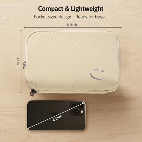 OrgaWise Cable Organiser Bag, Electronic Organizer Travel Case, Water Resistant Travel Accessories Bag Tech Pouch for Charger Adapter Power Bank Hard Drive (Beige) — view 3