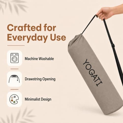 YOGATI® Yoga Mat Bag | Large Synthetic Cotton Yoga Mat Bags for Women and Men with Adjustable Strap | Perfect for Pilates and Exercise Mats | 19x80 cm Yoga and Pilates Mat Bag. Grey — view 4