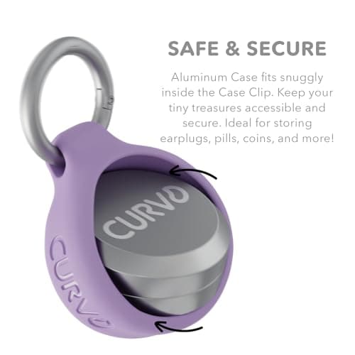 CURVD Premium Carrying Case - Durable Travel Keychain Container, Waterproof Holder for Earplugs, Pills, Coins Compatible with Loop, Eargasm & Vibes, Mini Purse Pill Box Container (Purple) — view 4