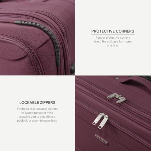 ARIANA Cabin Suitcase Lightweight Carry On Luggage Trolley Travel Bag 10Kg Hand Luggage 2 Wheels - 55x38x23cm (Burgundy, 21" Small (Cabin Size)) — view 5