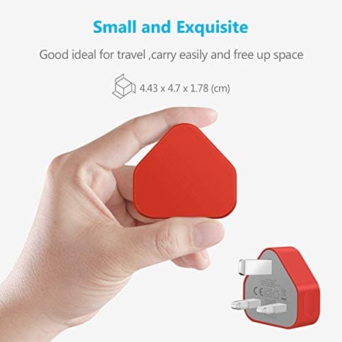 AMO USB Charger Plug UK, USB Plug Adapter Data Cable 3 Meter Compatible For iOSiPhones 5 5S 5C SE 7 8 X XS XR 11 12 13 14 iOSiPad iOSiPod Air Pods (Red 1Amp) — view 3