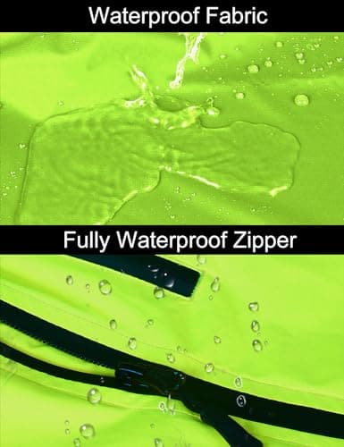 baleaf Waterproof Jacket Mens Cycling Jackets Reflective Running Outdoor Rain Coats Lightweight for Men Walking Hiking Packable Fluorescent Yellow XL — view 5