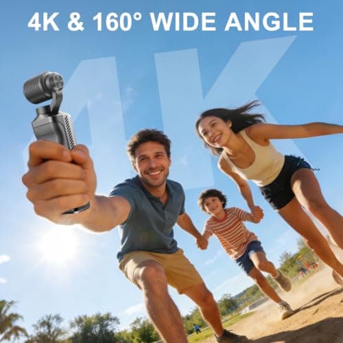 Sueirn 4k Pocket Vlogging Camera, Wifi Portable Handheld Gimbal Cam with64G — view 2
