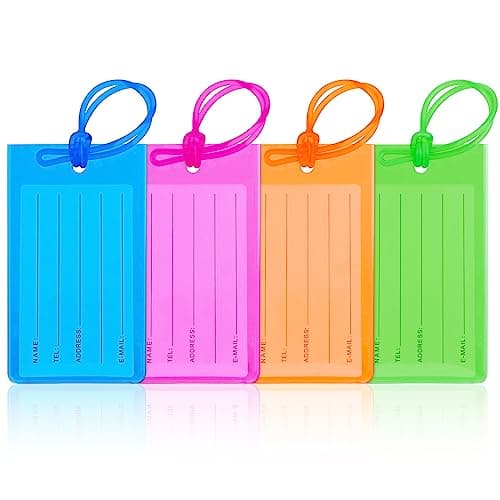 GAOHUI Luggage Tags for Suitcases with ID Card, Suitcase Tags Personalised Luggage Labels with String for Travel Bag, Checked Luggage, Suitcases, Laptop Bags, Backpacks (11×6.3 cm, 4 Colors)