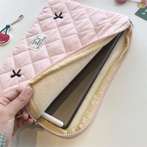 Flintronic 14In Laptop Sleeve, Cute Floral Quilted Laptop Case, Bow Quilted Lap-top Carrying Case, Portable Puffer Padded Lap-top Sleeve, Compatible with MacBook, Asus, Dell, HUAWEI — view 5