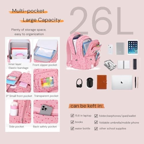 MITOWERMI Corduroy Backpack for Girls Teen School Bags for Elementary Middle School Students Kids Bookbags Girls Backpack Travel, Beige White — view 4