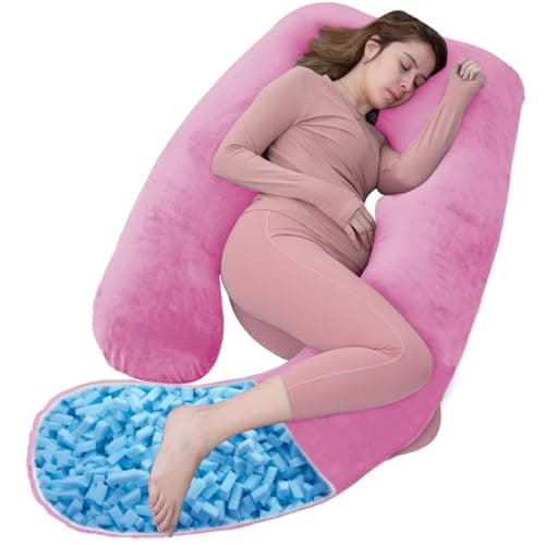 AS AWESLING Shredded Memory Foam U Shaped Maternity Pillow with Cover
