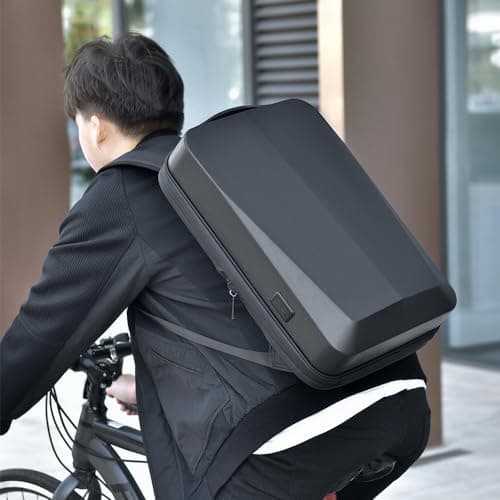 Slim Hard Shell Laptop Backpack with USB Charging Port and combination lock, Lightweight Laptop Rucksack For 15.6 inch,Waterproof Business Work backpack For Men Women Casual Travel (Black) — view 3